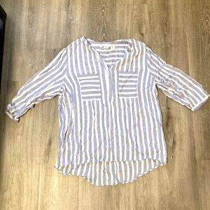 Women’s blouse, blue and white stripes. Size 12.